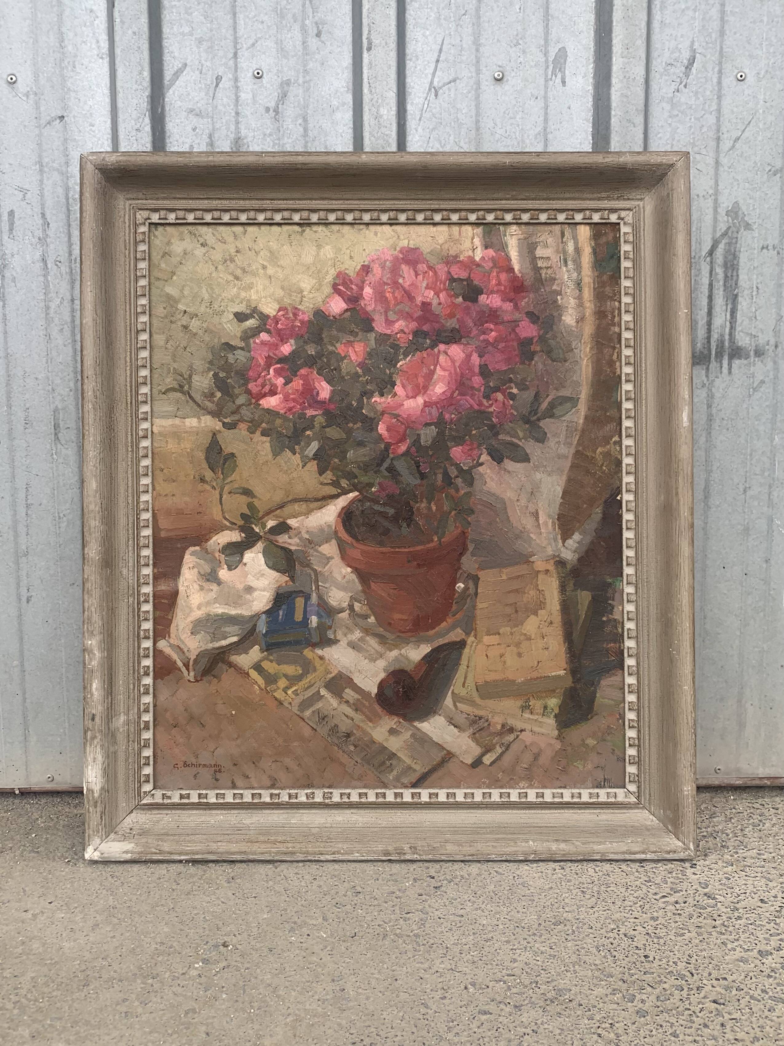 Old still life signed Georges Schirmann 1947