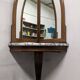 Console d'angle et son double miroir Art déco en noyer, France vers 1920