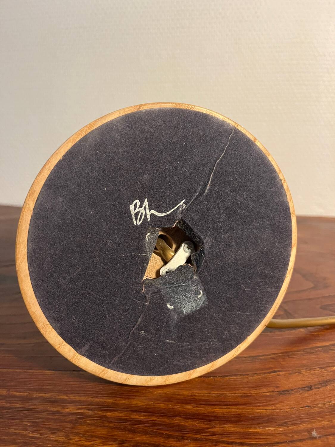 English turned wood twist lamp base from the 60s