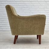 1970s, Danish armchair, original green furniture velour, teak wood legs.
