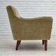 1970s, Danish armchair, original green furniture velour, teak wood legs.