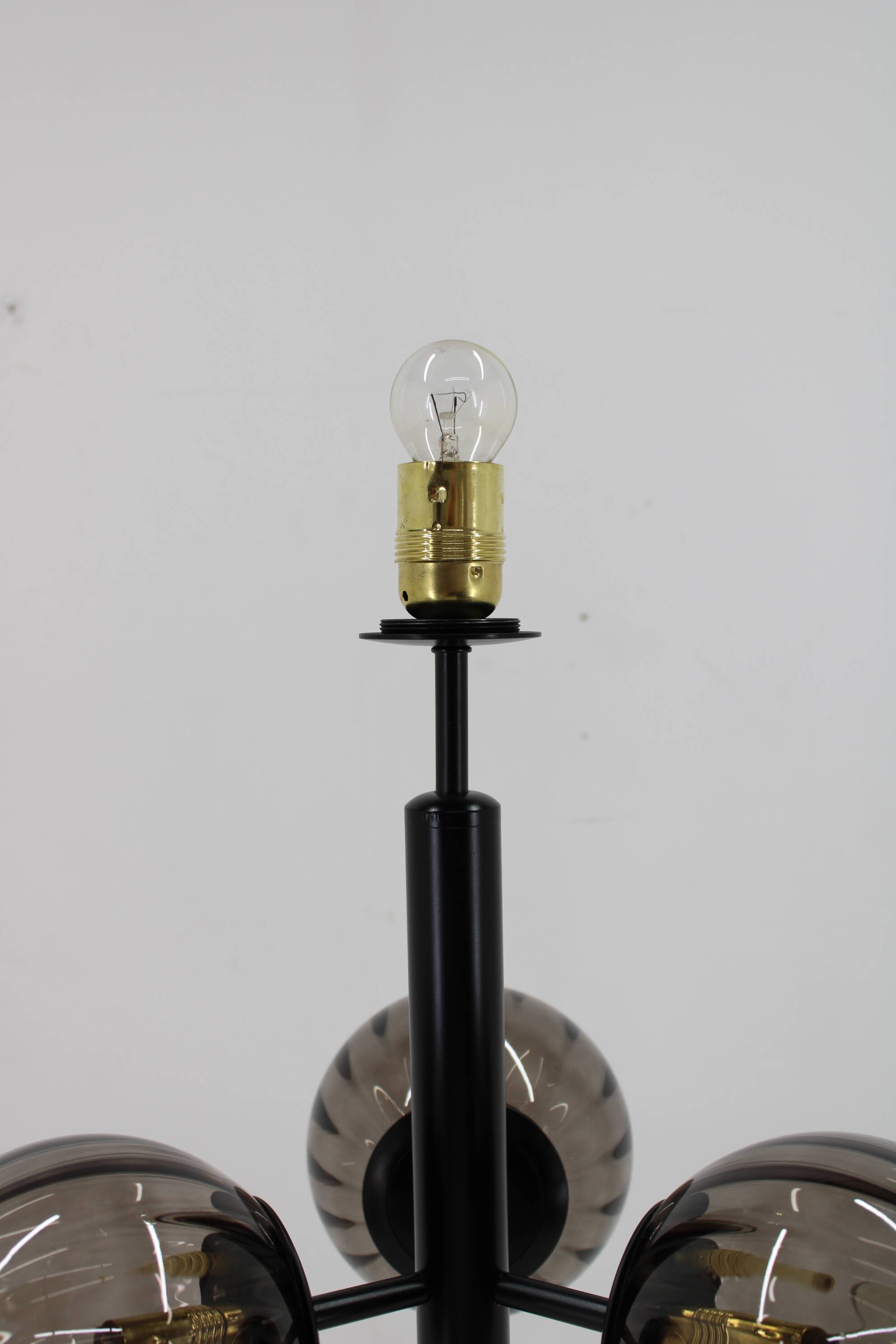 1980s Brass and Glass Floor Lamp, Restored