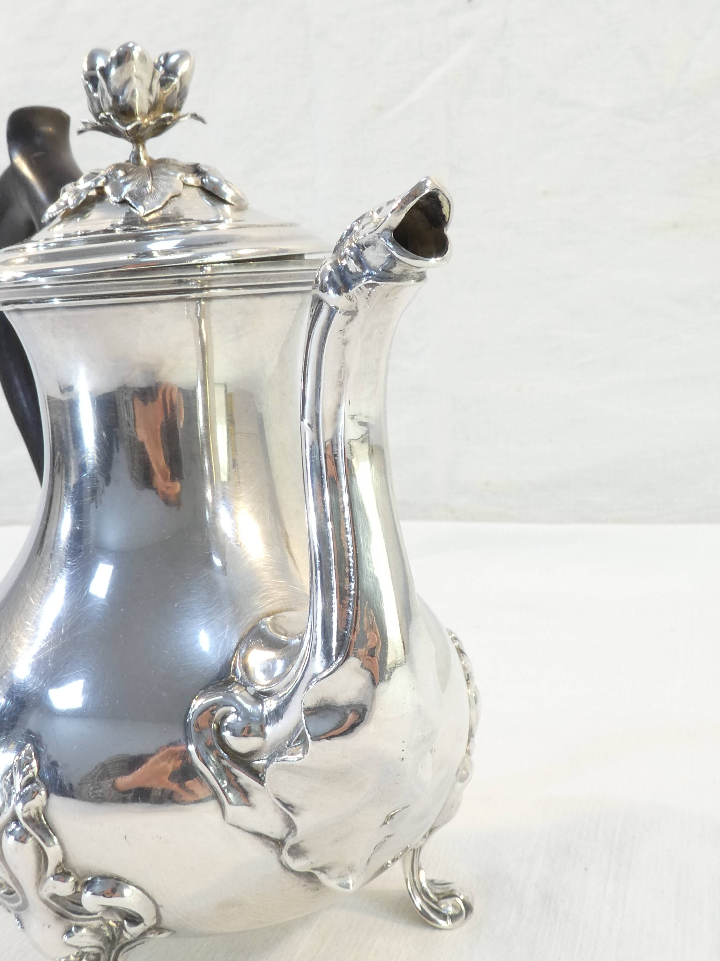 Theiere pourer in solid silver handle in ebene minerve martial fray 19th