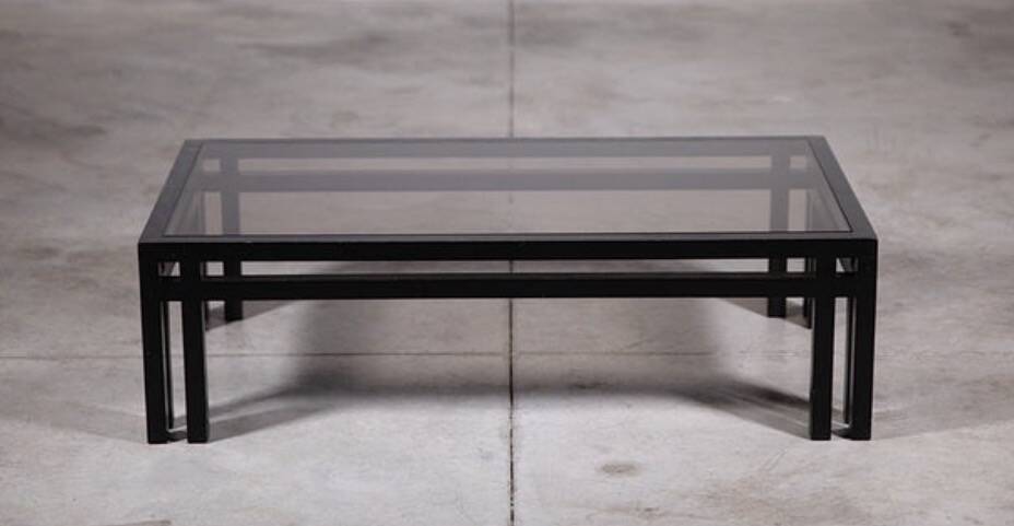 Wood and glass coffee table by Jean-Michel Wilmotte
