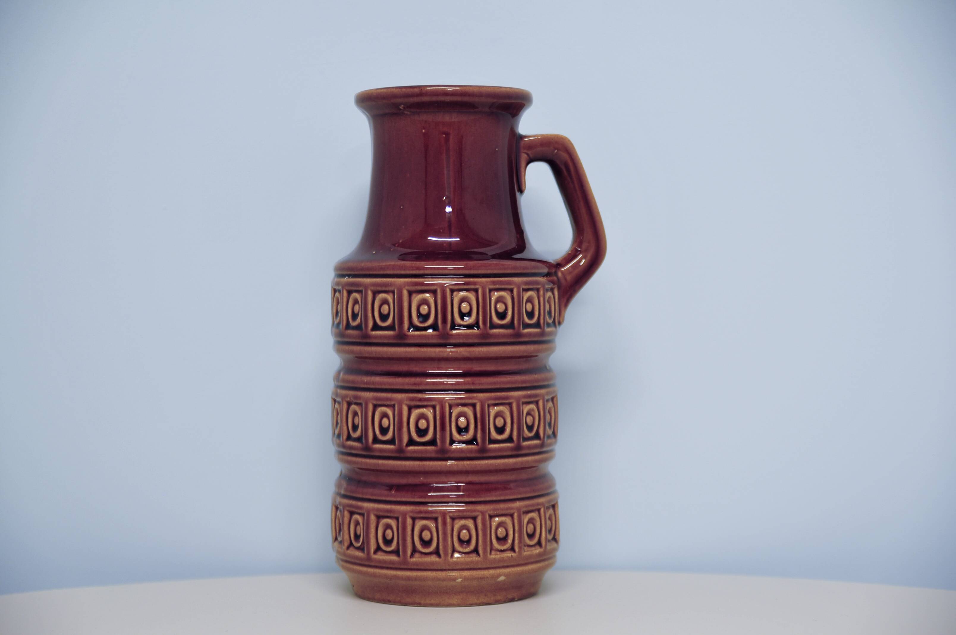 vintage brown West Germany Scheurich can vase