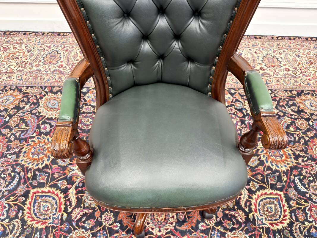 Classic English Chesterfield Desk Chair Green