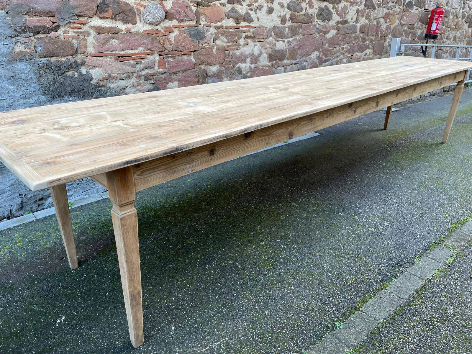Incredible 400 cm farm table in fir 1900 brasserie natural raw wood
