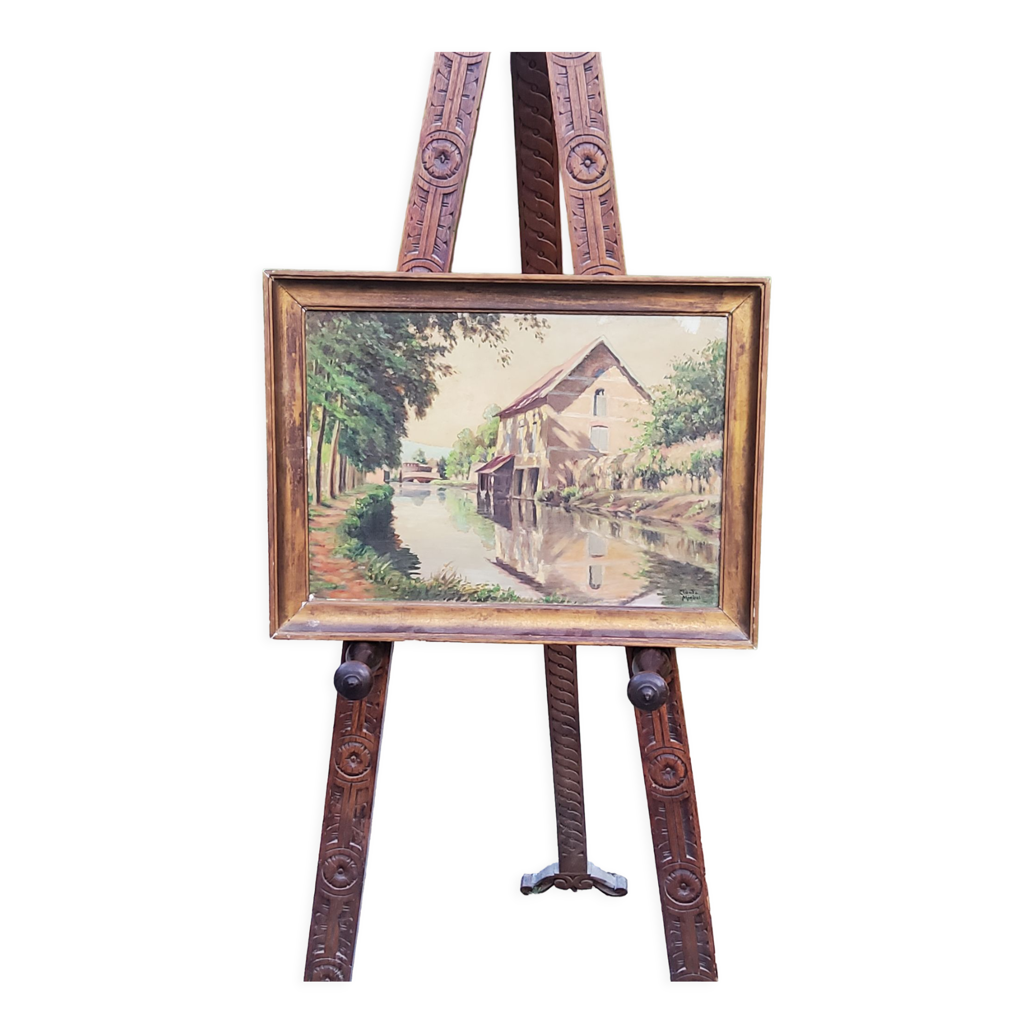 Oil on landscape panel Étampes May 1929 CLAUDE MIRBEL
