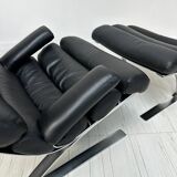 COR Sinus Black Leather Lounge Chair with Ottoman