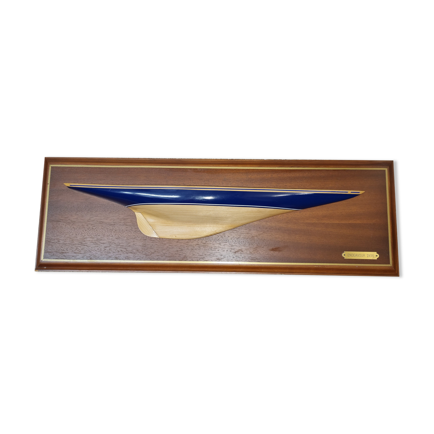 Model boat wall frame, half-hull Endeavour 1934