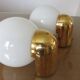 Pair of appliques " Limburg " white opaline and golden methacrylate 80s