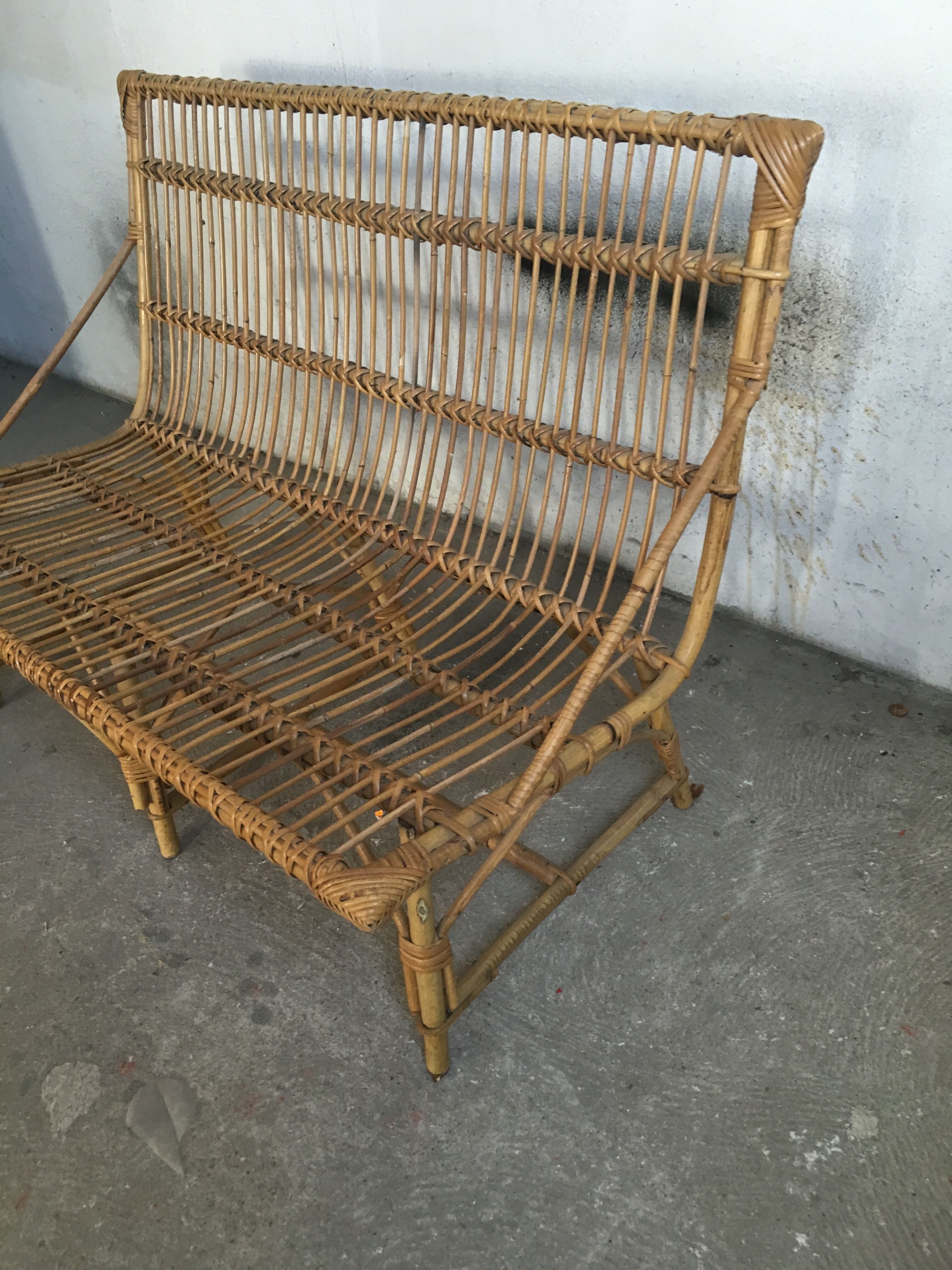 Sofa bench vintage rattan