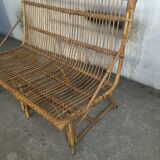 Sofa bench vintage rattan
