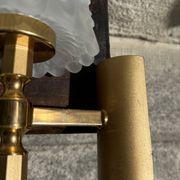 Old pair of wall sconces by Maison Lunel in brass and glass.