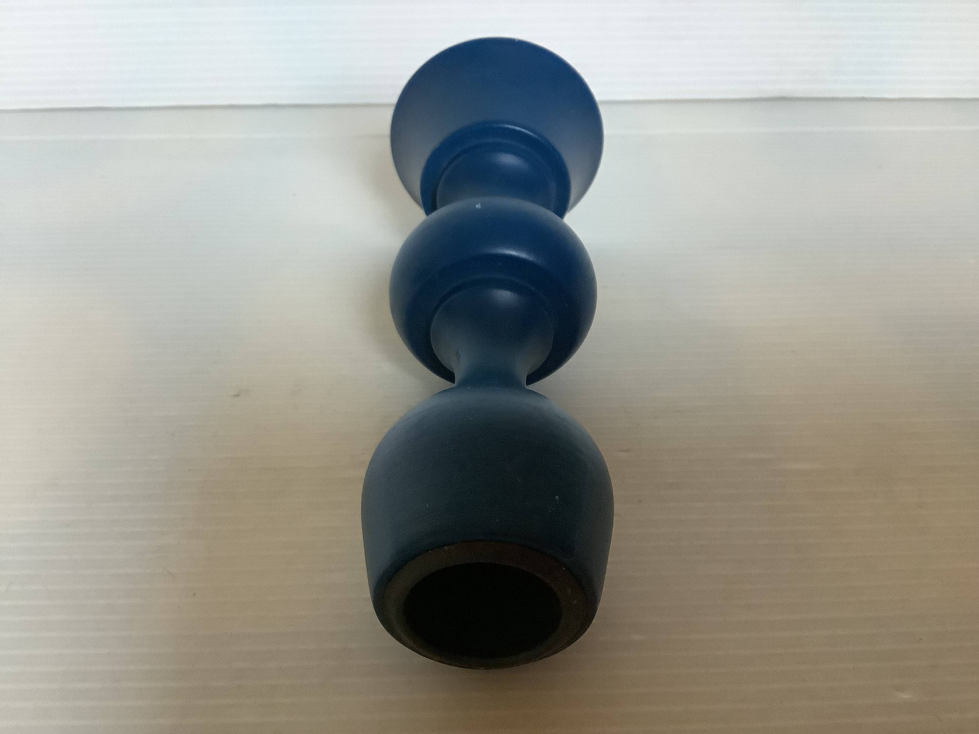 Scandinavian style blue wooden candle holder