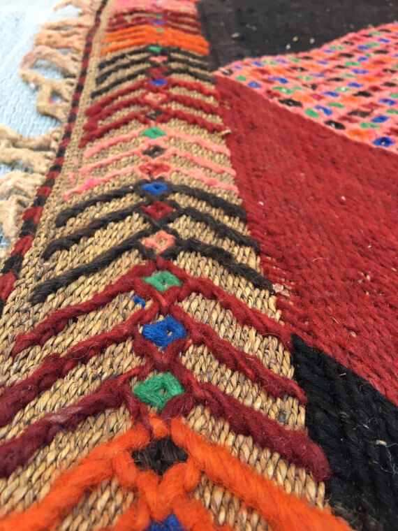 Carpet in wool and straw handmade 310 cm x 190 cm