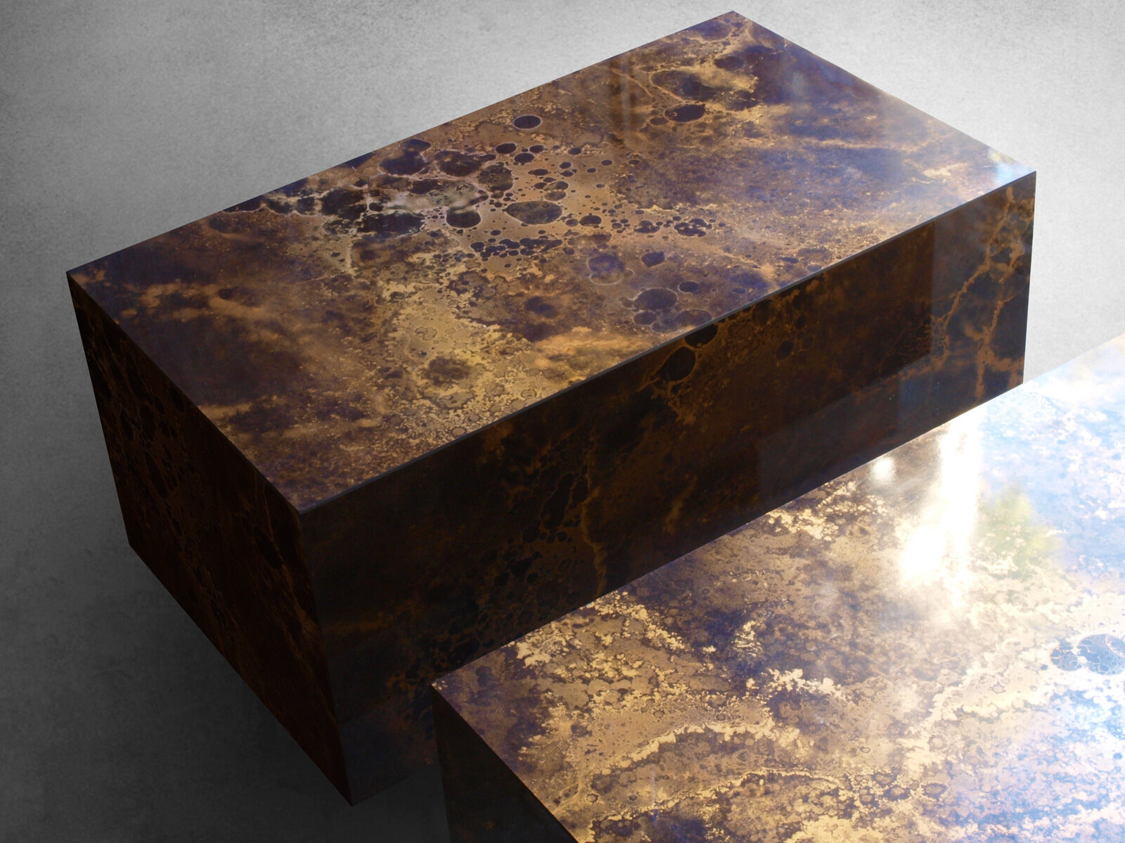 Set of low tables solar flare pattern by Guy Lefevre for Roset line