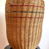 High basket with woven straws