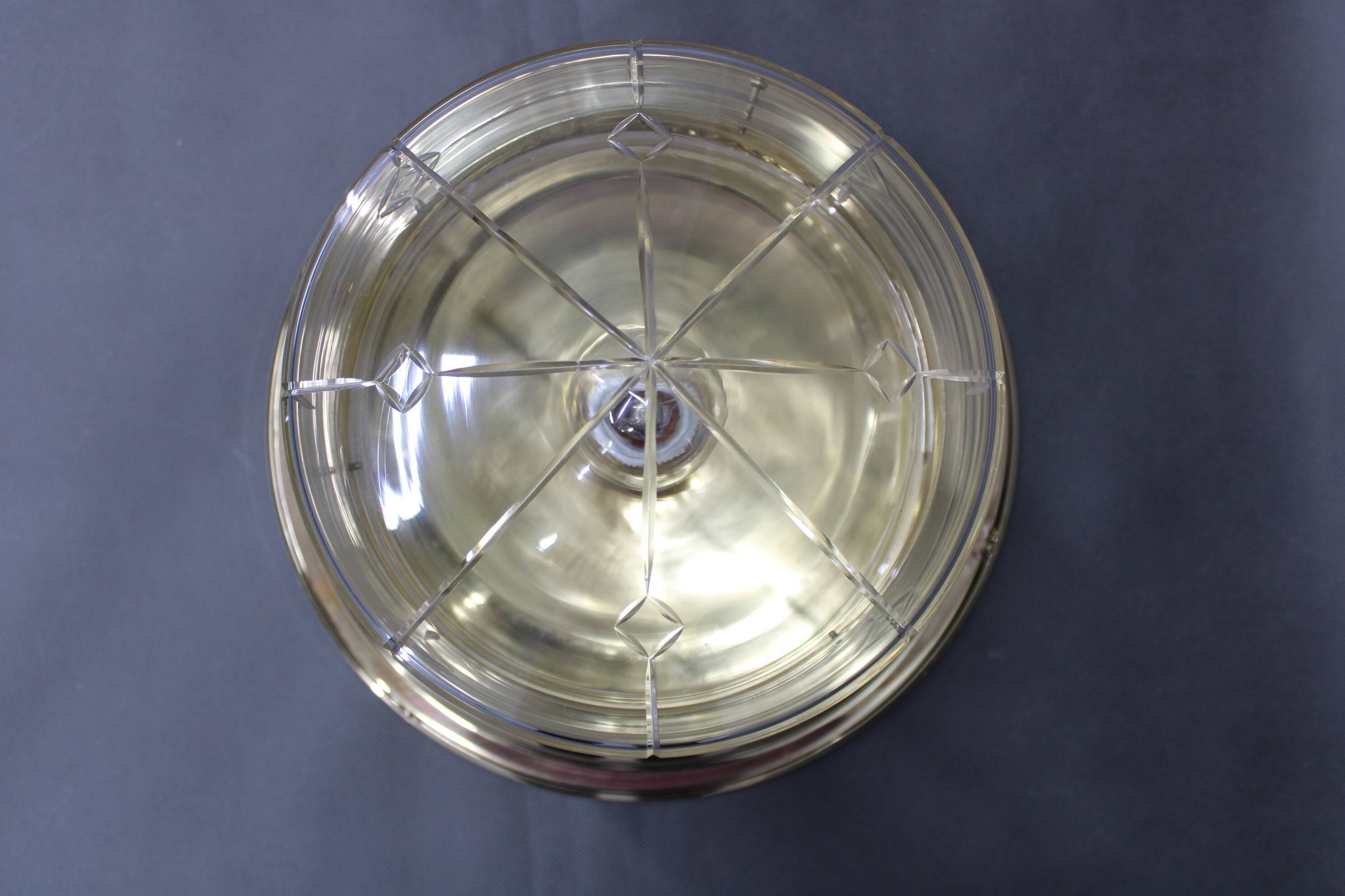 Art Nouveau brass and glass ceiling light, Czechoslovakia, 1930s