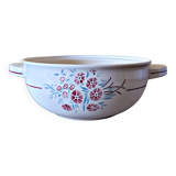 Salad bowl with handles Badonviller Francine vintage, earthenware floral decoration