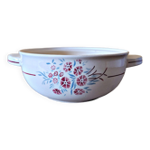 Saladier avec anses Badonviller Francine vintage , faïence décor floral
