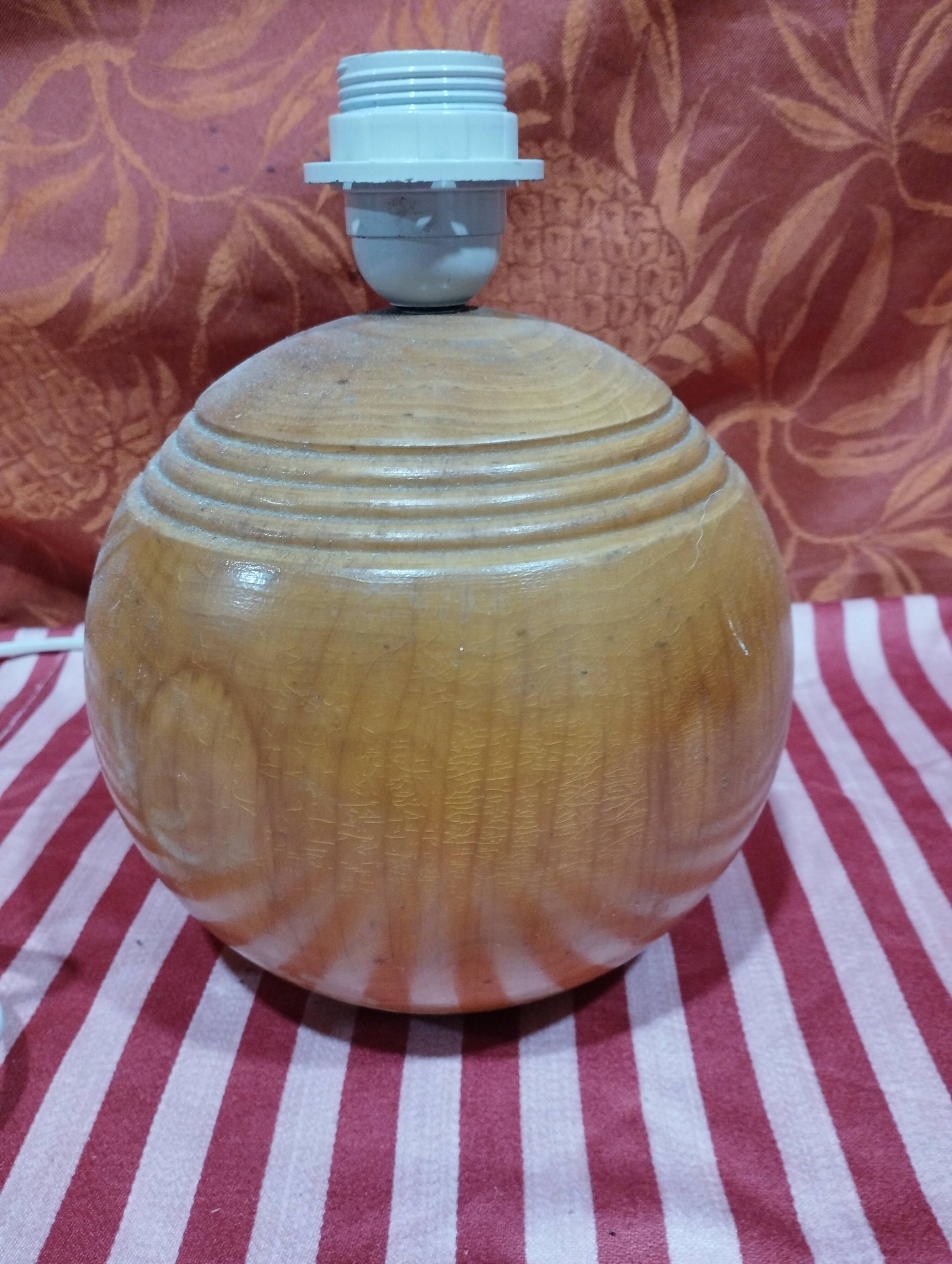 Vintage: turned wooden ball lamp base made in italy imt
