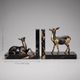 Pair of deer bookends in black marble and gold metal – Art Deco style