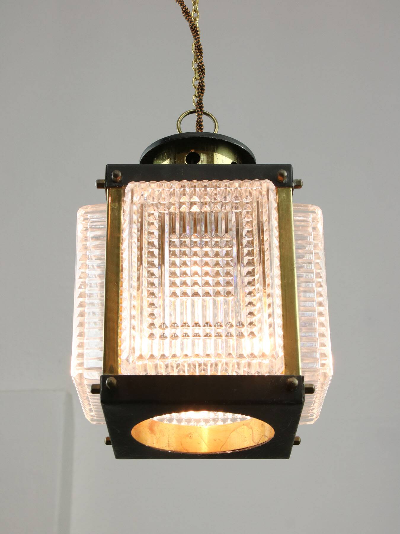 Vintage Italian Brass and Glass Lantern