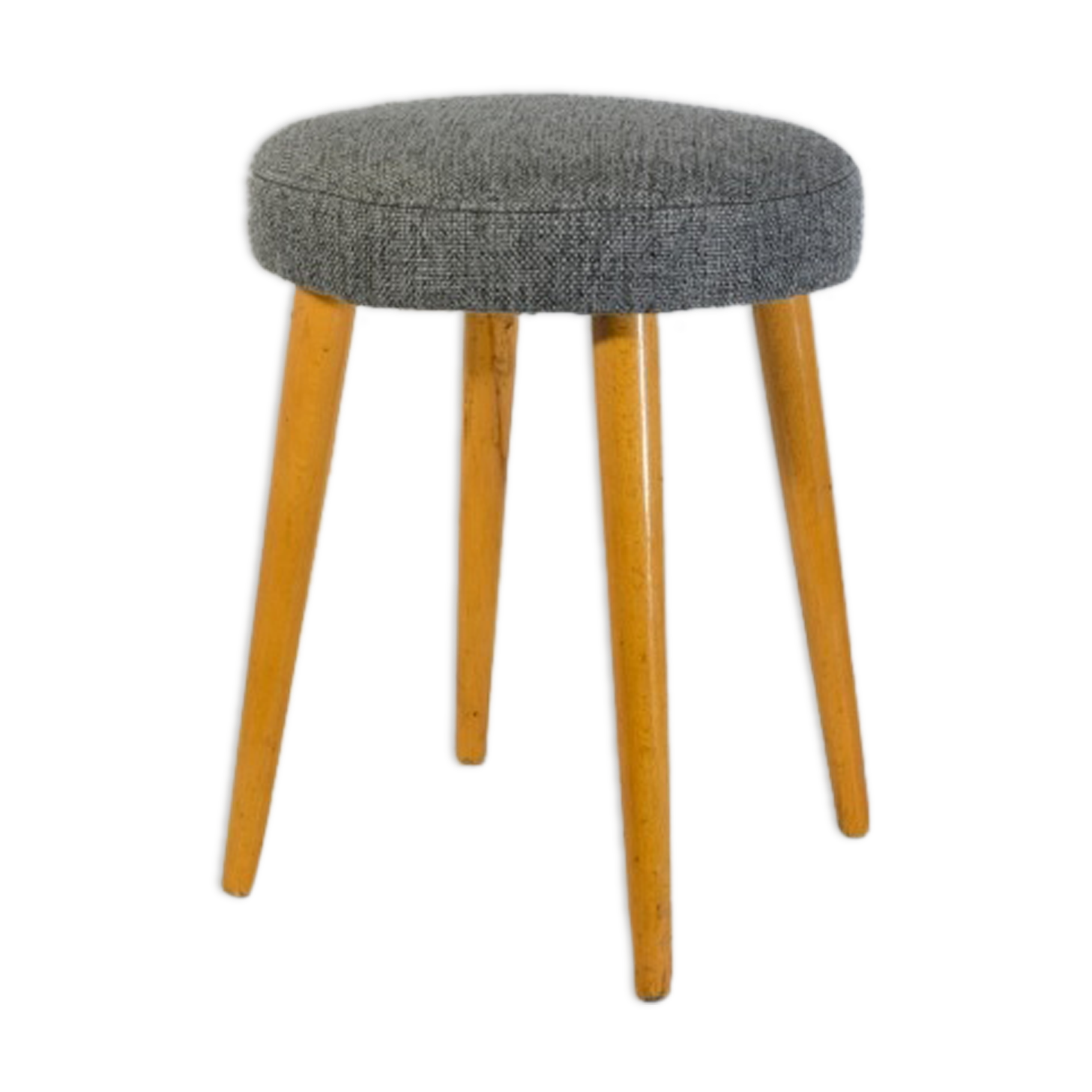 Vintage grey spring stool restored, wood