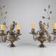 Pair of wall sconces with parrots and leaves