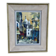 Painting by Fabien CLAUDE, lively Paris street in Montmartre, vintage 1960