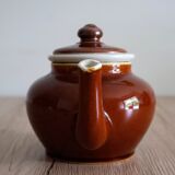 Vintage French brown teapot with ceramic infuser