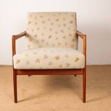 Pair of Scandinavian armchairs in teak and new fabric, 1960.