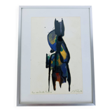 Tableau abstrait art moderne signé daté 1990