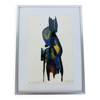Abstract painting modern art signed dated 1990