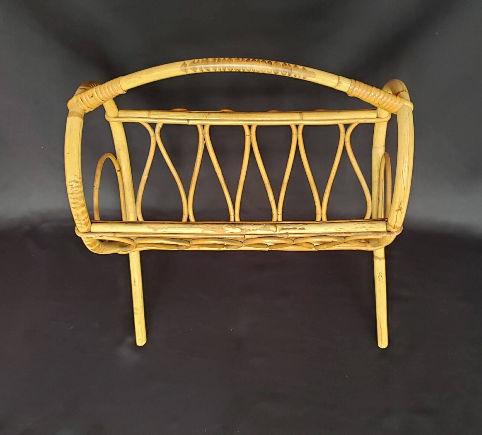 Vintage rattan magazine rack