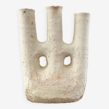 White terracotta candle holder