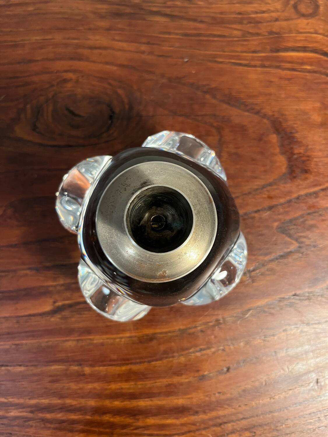 Pair of JB France crystal candlesticks