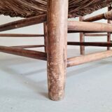 Paire fauteuils en bois et paille