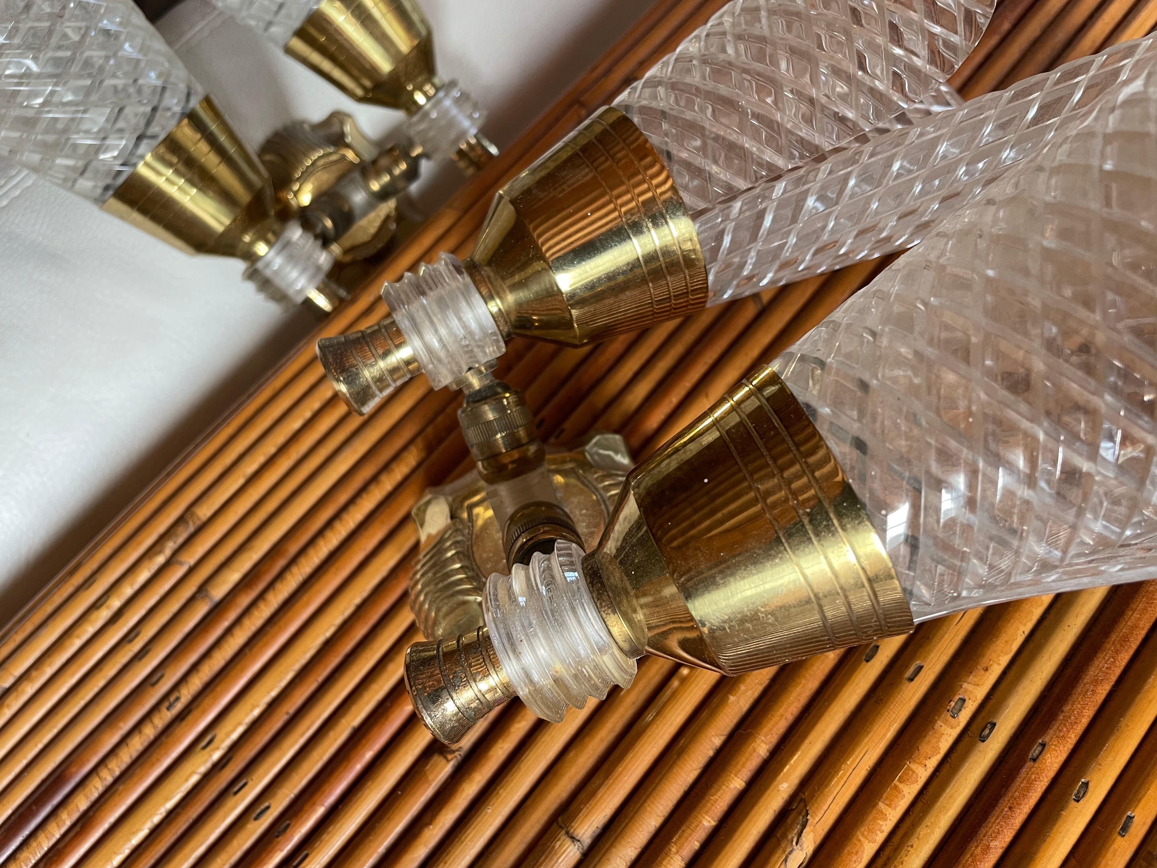 Pair of double sconces in brass 1950