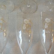 Service 6 flutes in champagne Perrier Jouët floral decoration tableware deco party