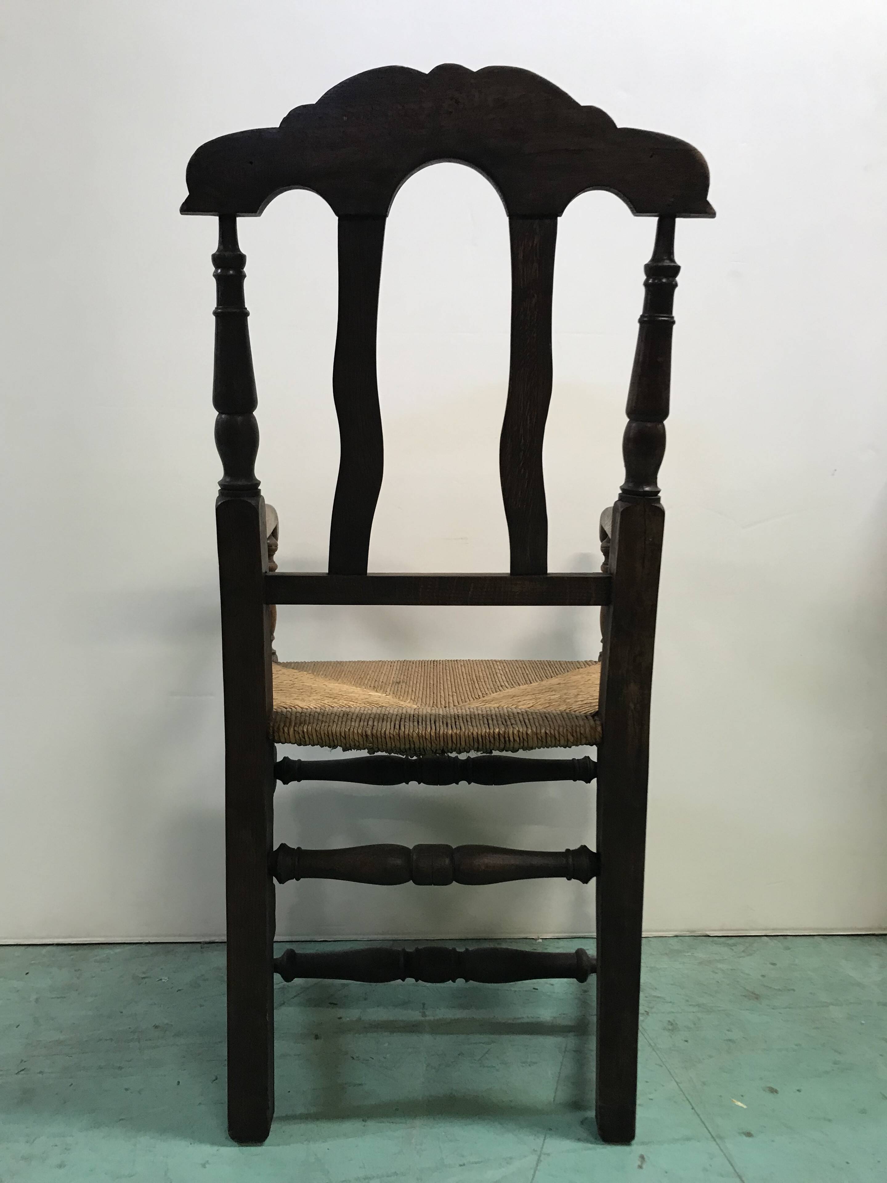 Rustic straw armchair