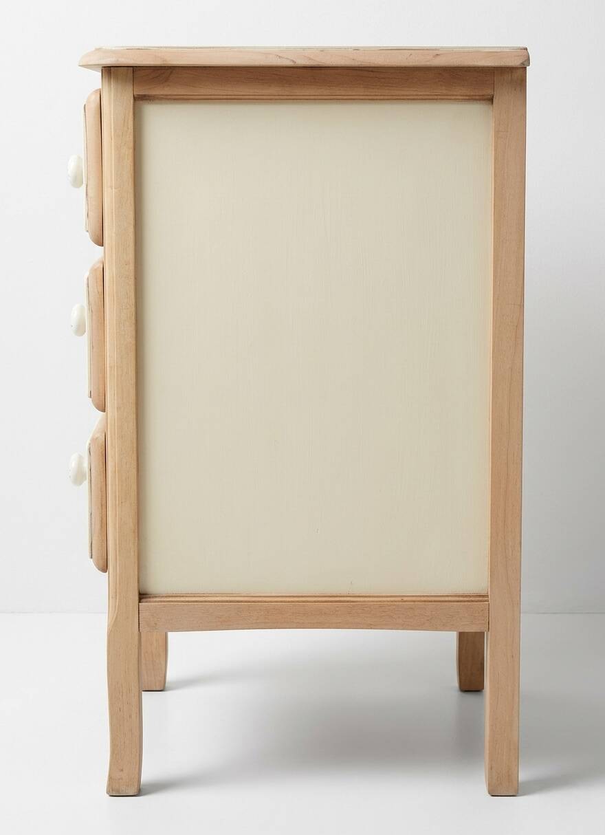 Commode style transition en bois clair et façade crème