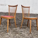 Pair of blue and red Scandinavian chairs