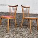 Paire de chaises scandinave bleu et rouge