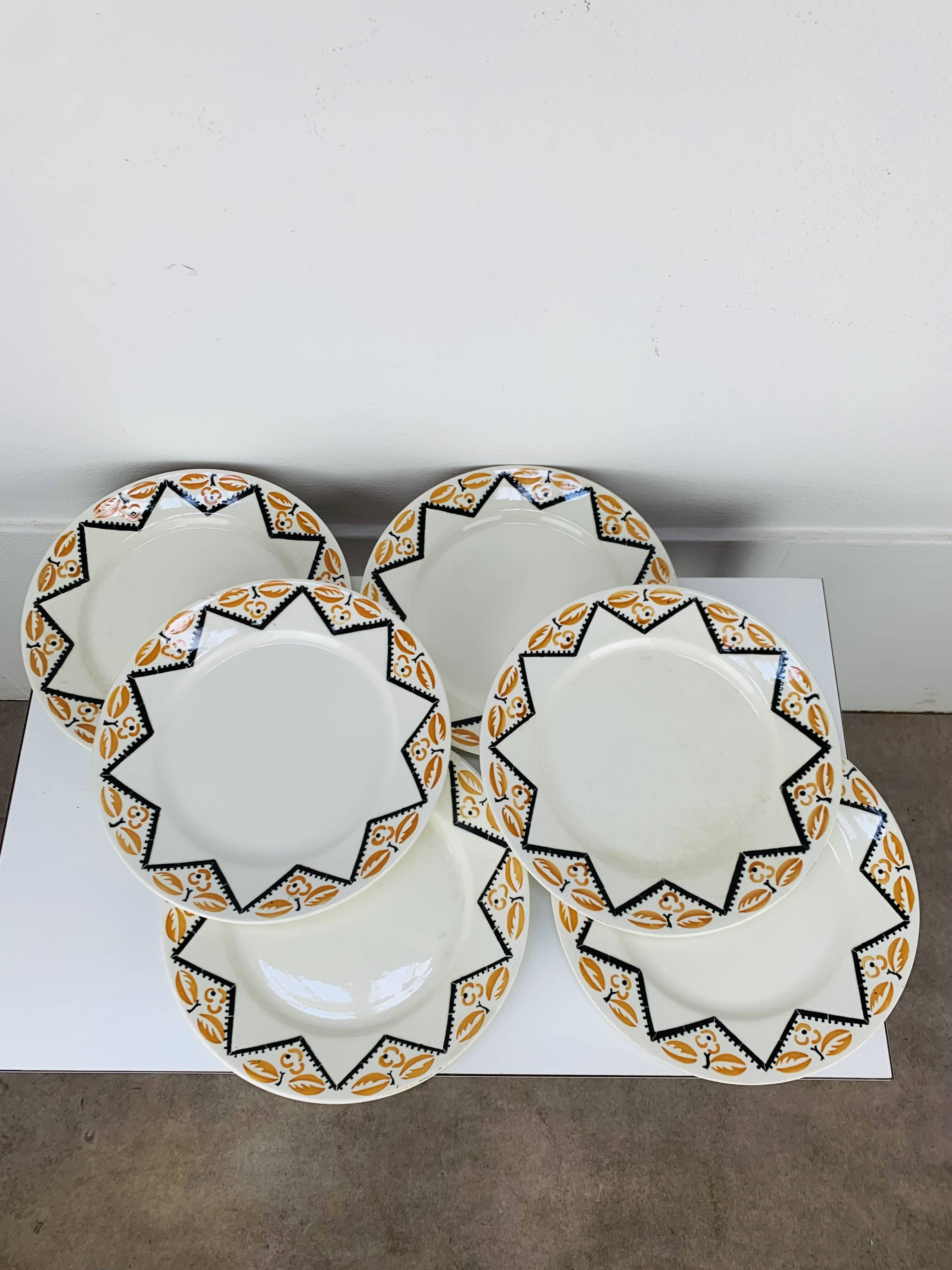6 Arcueil dinner plates by Badonviller