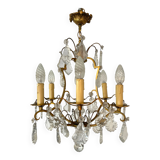 Lustre en bronze à pampilles (cristal)