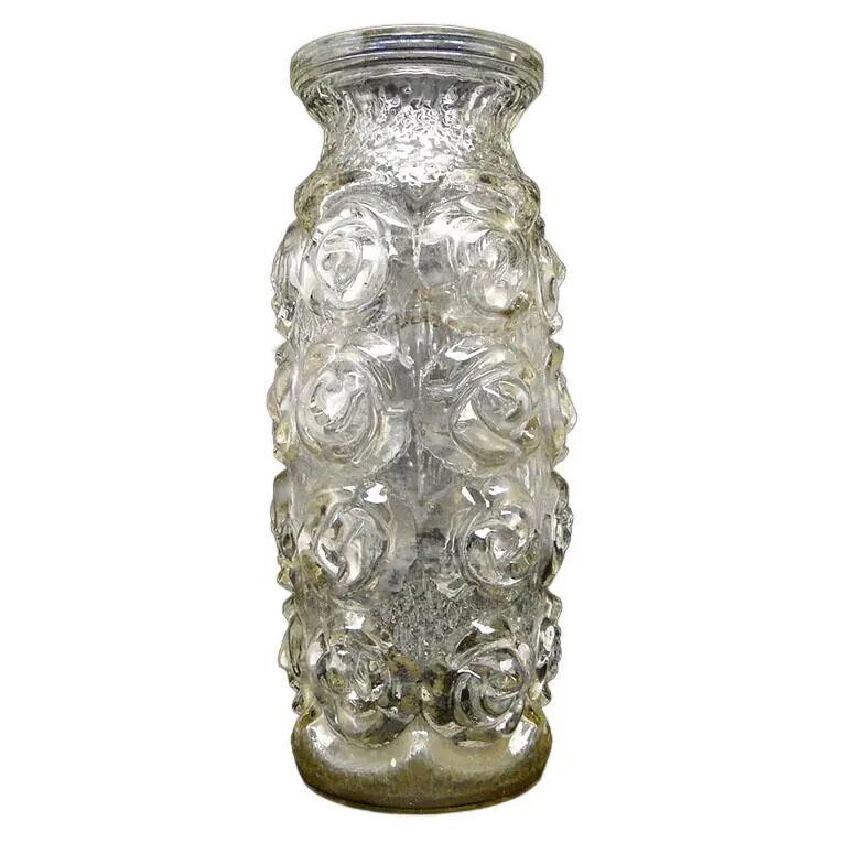Vase Roses, verre de miel pressé, Huta Laura, Pologne, années 1970