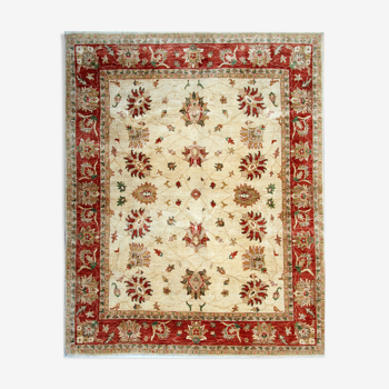 Handwoven cream wool ziegler rug traditional afghan carpet 198x249cm