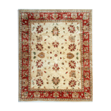 Handwoven cream wool ziegler rug traditional afghan carpet 198x249cm